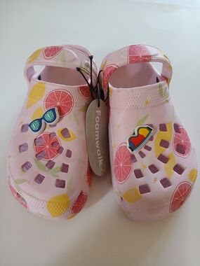 Kids Pink Citrus Print Clog Sandals, Size 11/12